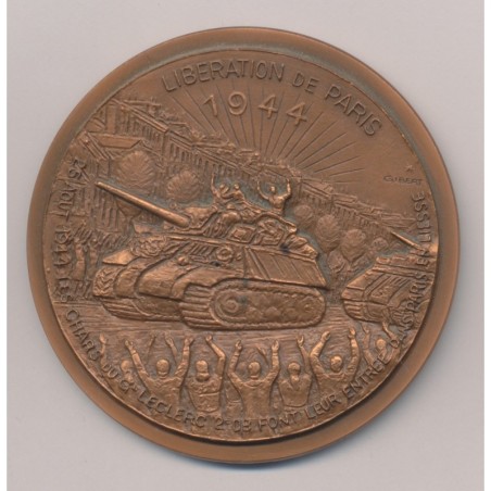 Médaille - Général De Gaulle - Libération de Paris 1944 - 1984 - bronze 76mm - SUP