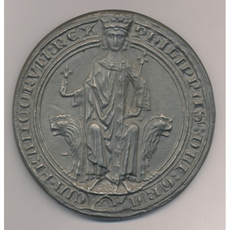 Médaille - Reproduction Grand sceau de Philippe IV le bel - en étain 345G - 91mm - N°53/500 - TTB+