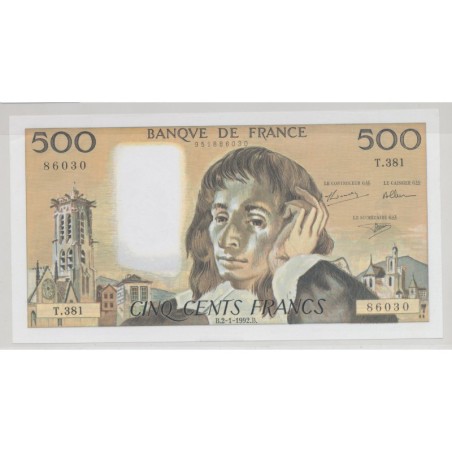 500 Francs Pascal - 2.01.1992 - T.381 - SPL