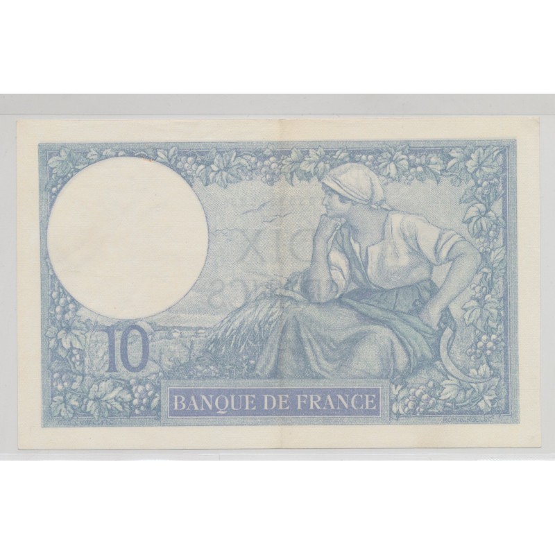 10 Francs Minerve bleu - 8.08.1927 - TTB+