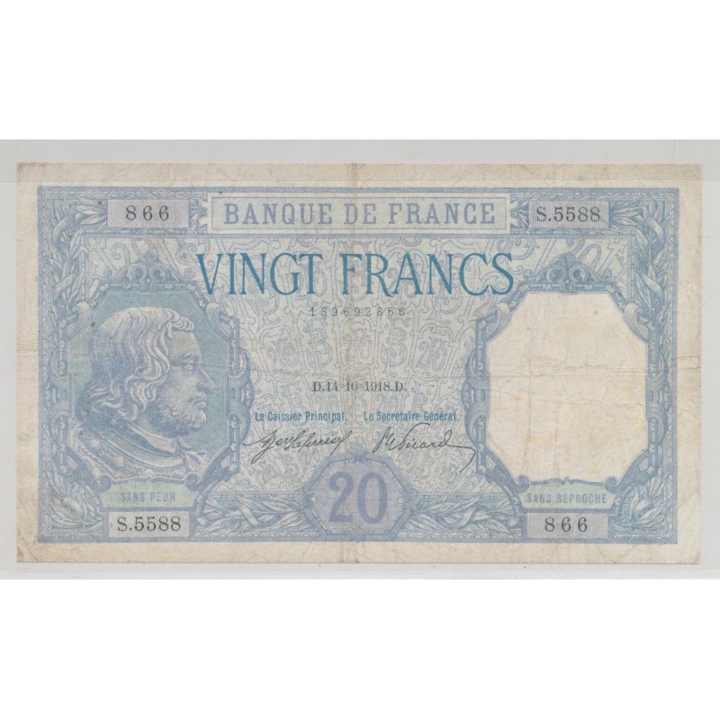 20 Francs Bayard - 14.10.1918 - TTB