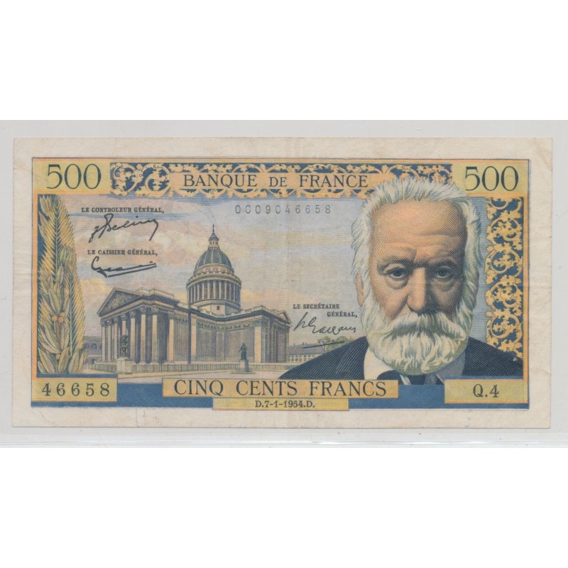 500 Francs Victor Hugo - 7.01.1954 - TTB