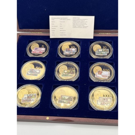 Coffret 9 Médailles - Collection Billets Anciens Francs - avec coffret et certificat