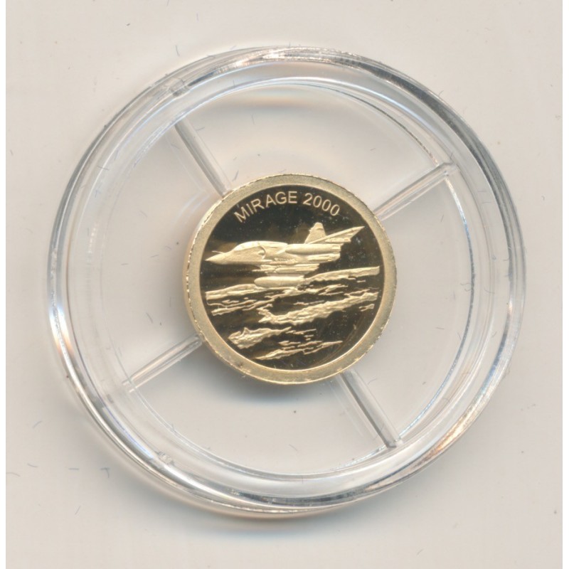 Médaille - Mirage 2000 - Histoire de l'aviation - Or 0,5g 0,585 - 11mm - Flan bruni - 5.555 ex - Neuf 