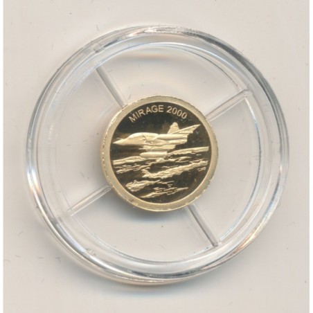 Médaille - Mirage 2000 - Histoire de l'aviation - Or 0,5g 0,585 - 11mm - Flan bruni - 5.555 ex - Neuf 