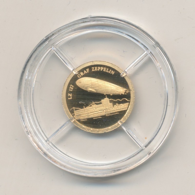 Médaille - Graf Zeppelin - Histoire de l'aviation - Or 0,5g 0,585 - 11mm - Flan bruni - 5.555 ex - Neuf 