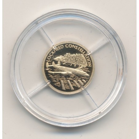 Médaille - Lockheed constellation - Histoire de l'aviation - Or 0,5g 0,585 - 11mm - Flan bruni - 5.555 ex - Neuf 
