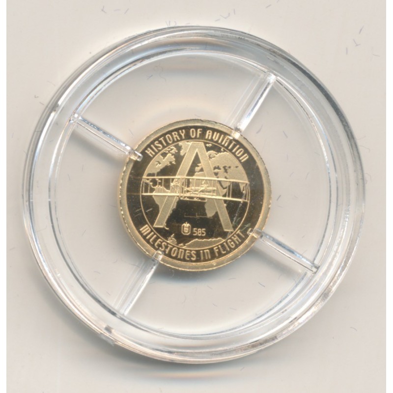 Médaille - Lockheed constellation - Histoire de l'aviation - Or 0,5g 0,585 - 11mm - Flan bruni - 5.555 ex - Neuf 