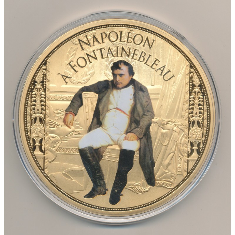Médaille - Napoléon à Fontainebleau  - couleur et insert swarovski - 100mm