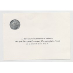 2 Francs Semeuse - 1978 essai - avec courrier Monnaie de Paris 2