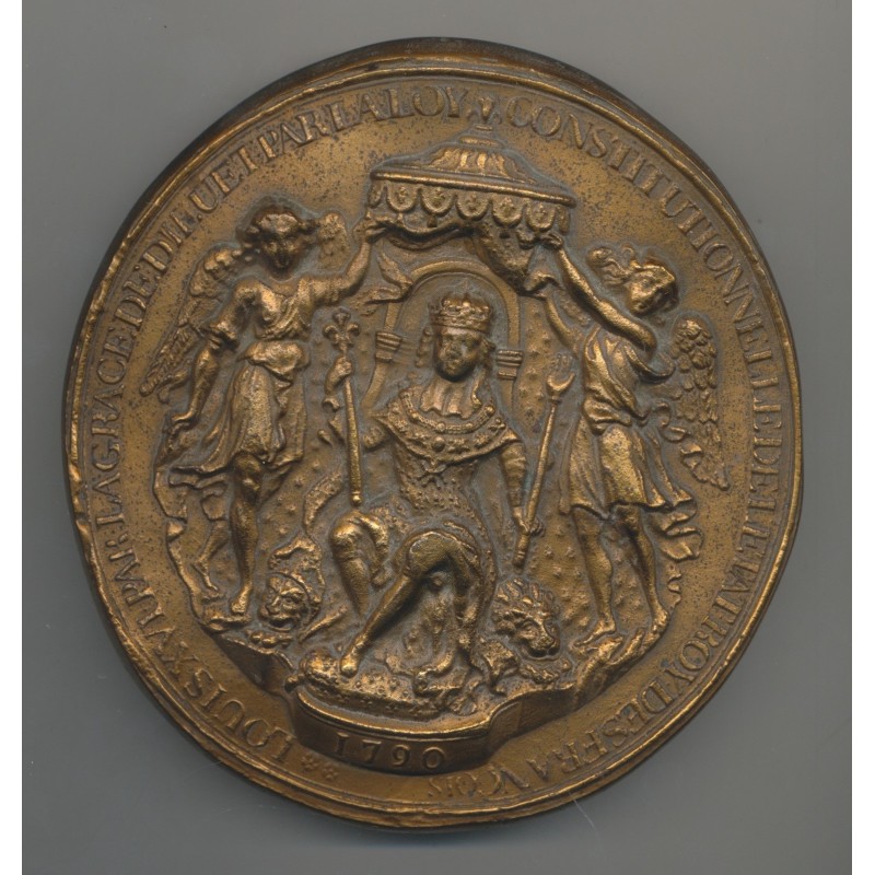 Médaille - Refrappe Sceau Louis XVI - Roi couronné 1790 - 1988 - N°129/500 - bronze 1,7 kg