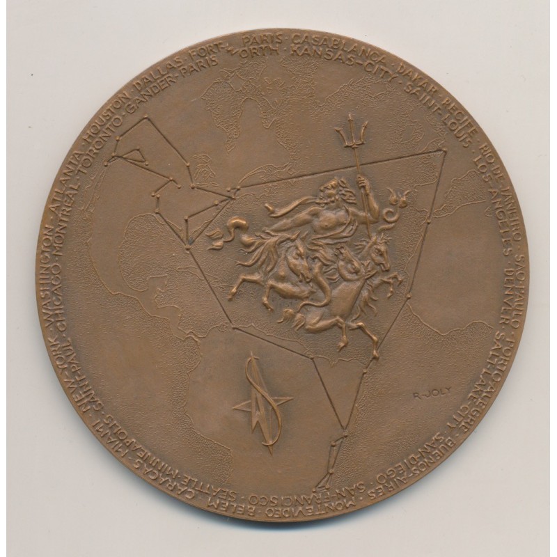 Médaille - Tournée de promotion de la caravelle - 1957 - R.JOLY - bronze 81mm - TTB+