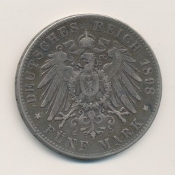 Allemagne - Hambourg - 5 Marks - 1898 J