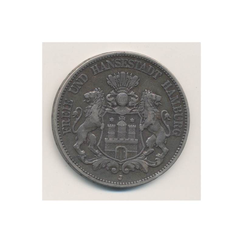 Allemagne - Hambourg - 5 Marks - 1898 J