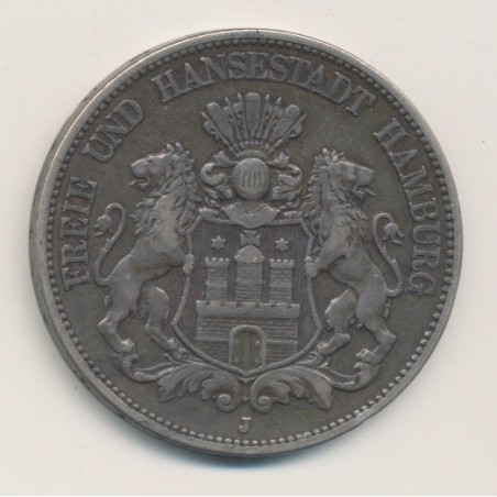 Allemagne - Hambourg - 5 Marks - 1898 J