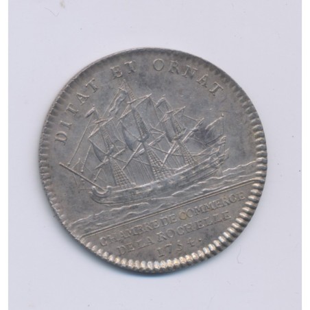 Jeton - Louis XV - Chambre de commerce La Rochelle - 1754 - argent - 29mm - TTB+