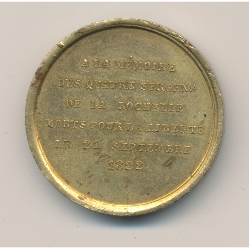Médaille - 4 Sergents - La Rochelle - 21 septembre 1822 - laiton - 32mm - TTB+