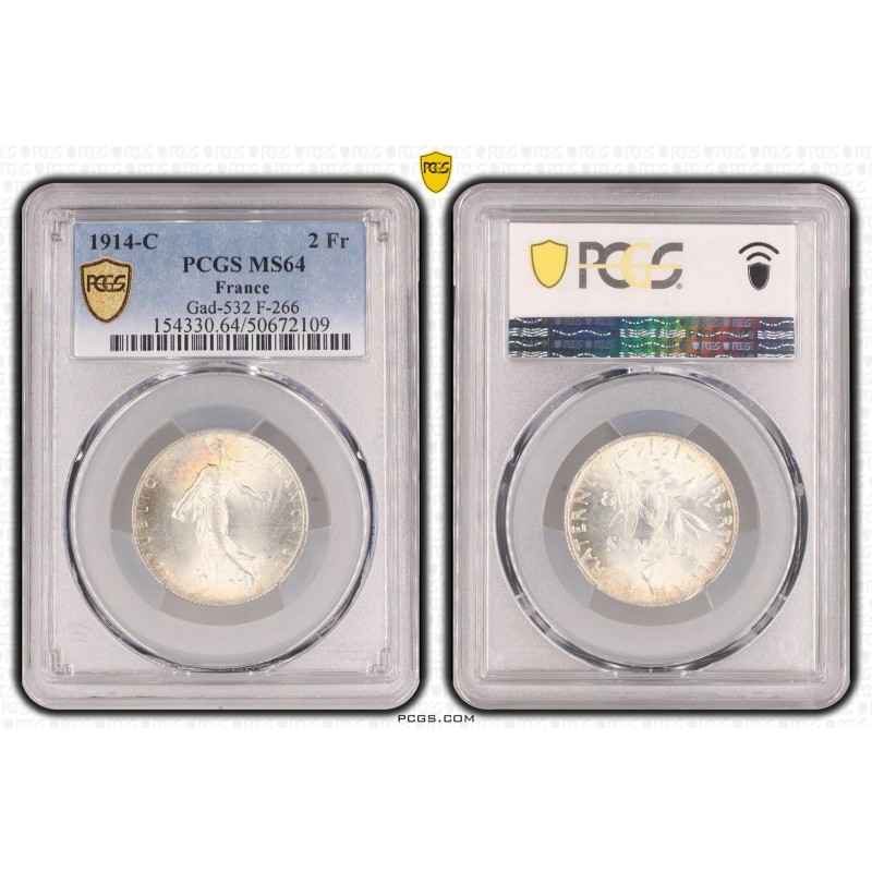 2 Francs Semeuse - 1914 C - argent - PCGS MS64