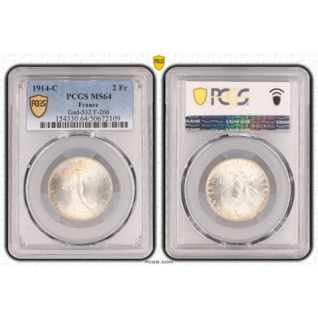 2 Francs Semeuse - 1914 C - argent - PCGS MS64