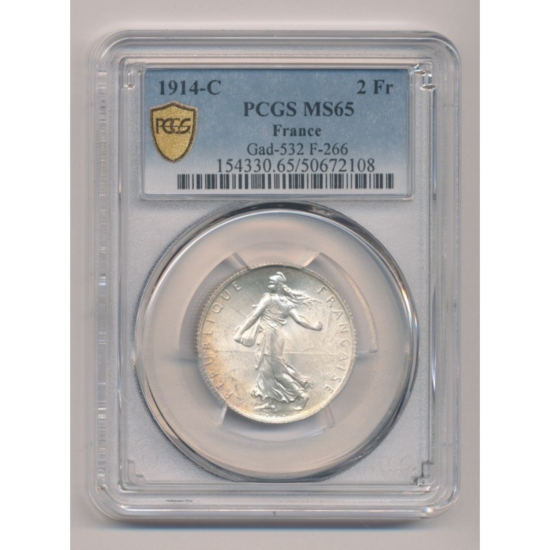 2 Francs Semeuse - 1914 C - argent - PCGS MS65 