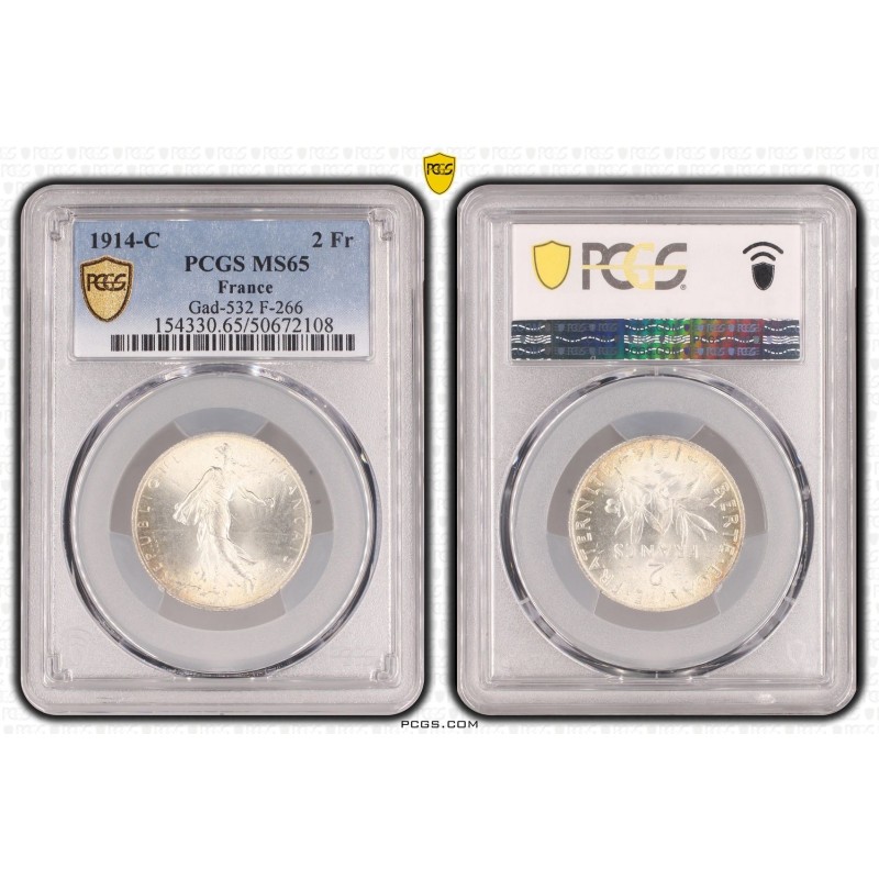 2 Francs Semeuse - 1914 C - argent - PCGS MS65 