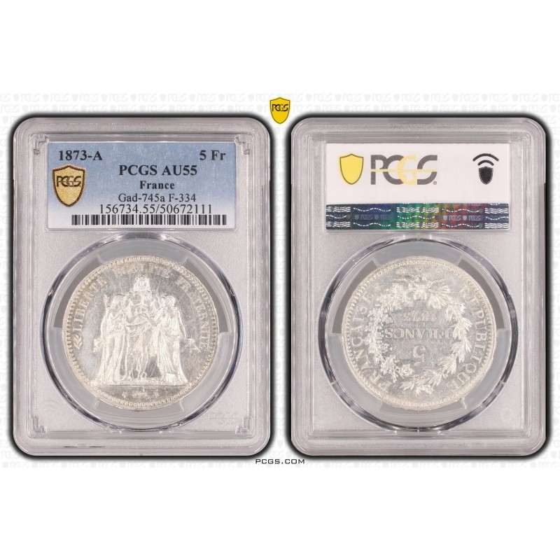5 Francs Hercule - 1873 A Paris - PCGS AU55