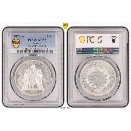 5 Francs Hercule - 1873 A Paris - PCGS AU55