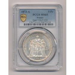 5 Francs Hercule - 1873 A Paris - MS65