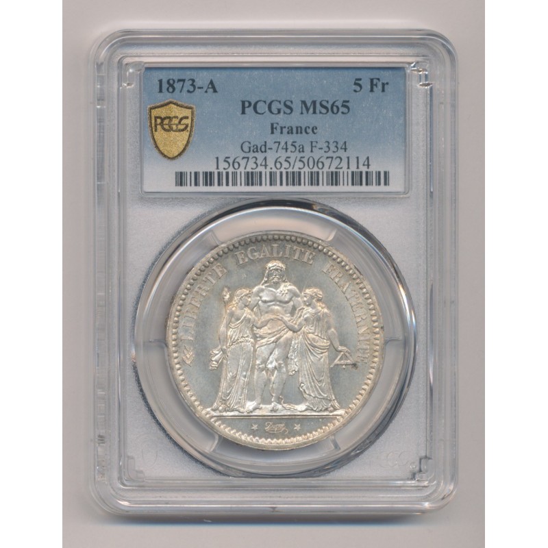 5 Francs Hercule - 1873 A Paris - MS65