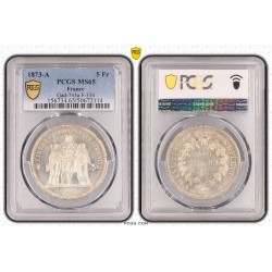 5 Francs Hercule - 1873 A Paris - MS65 2