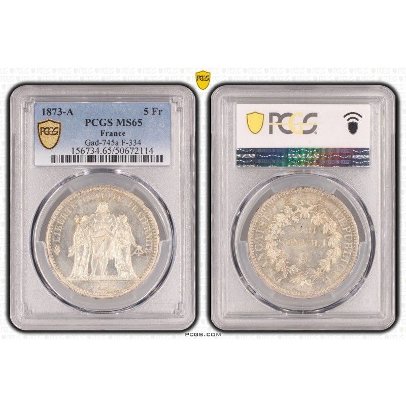 5 Francs Hercule - 1873 A Paris - MS65
