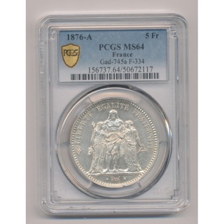 5 Francs Hercule - 1876 A Paris - MS64