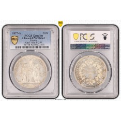 5 Francs Hercule - 1877 A Paris - Cleaned - UNC Details 2