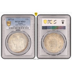 5 Francs Hercule - 1877 A Paris - UNC Details - Cleaned 2