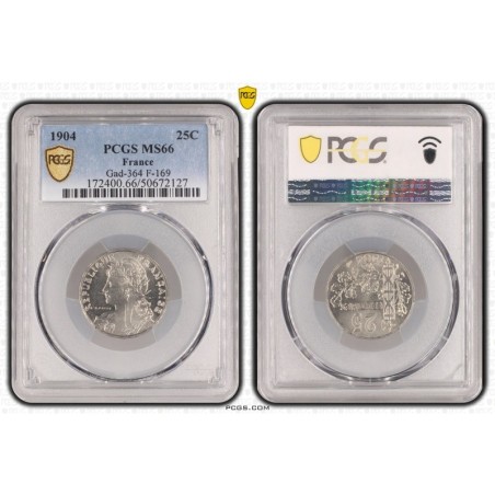 Patey - 25 centimes - 1904 - 2e type - PCGS MS66