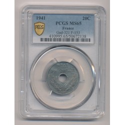 20 Centimes Type 20 - 1941 - MS65
