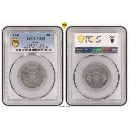20 Centimes Type 20 - 1941 - MS65