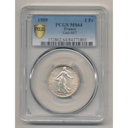 Semeuse - 1 Franc - 1909 - argent - PCGS MS64