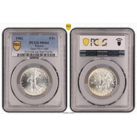 5 Francs Semeuse - 1962 - MS64