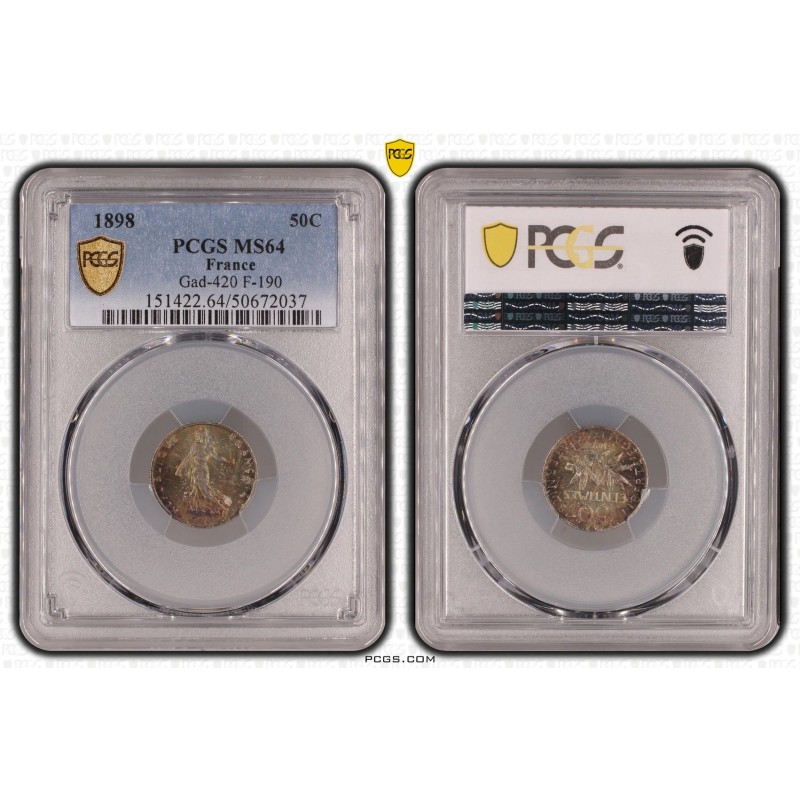 Semeuse - 50 Centimes - 1898 - PCGS MS64