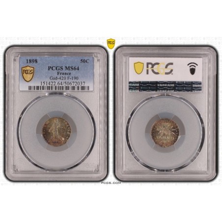 Semeuse - 50 Centimes - 1898 - PCGS MS64
