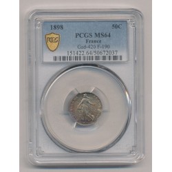Semeuse - 50 Centimes - 1898 - PCGS MS64