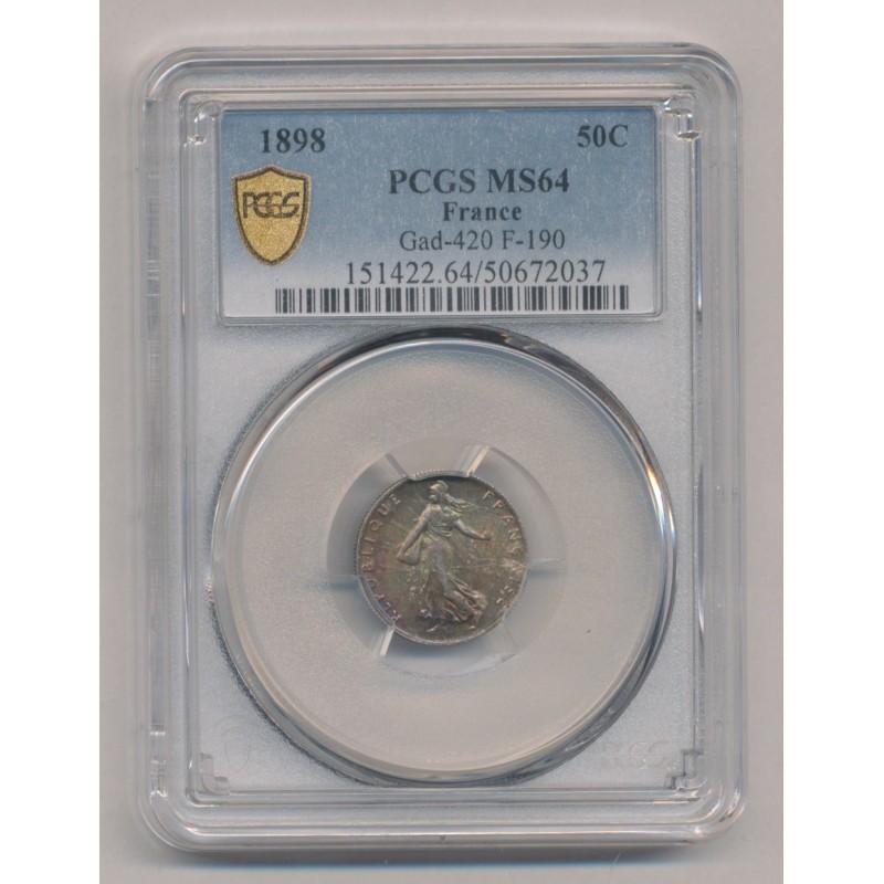 Semeuse - 50 Centimes - 1898 - PCGS MS64