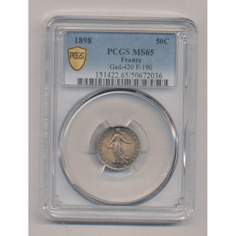 Semeuse - 50 Centimes - 1898 - PCGS MS65