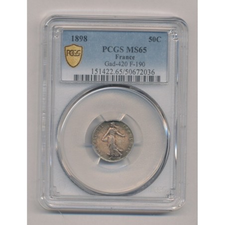 Semeuse - 50 Centimes - 1898 - PCGS MS65