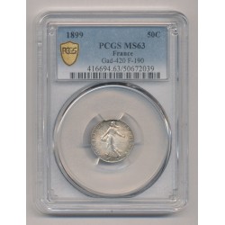 50 Centimes Semeuse - 1899 - MS63