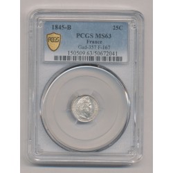 25 Centimes Louis philippe I - 1845 B Rouen - MS63