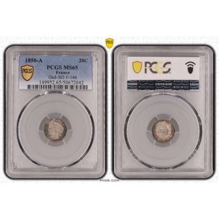20 centimes Cérès - 1850 A Paris - MS65