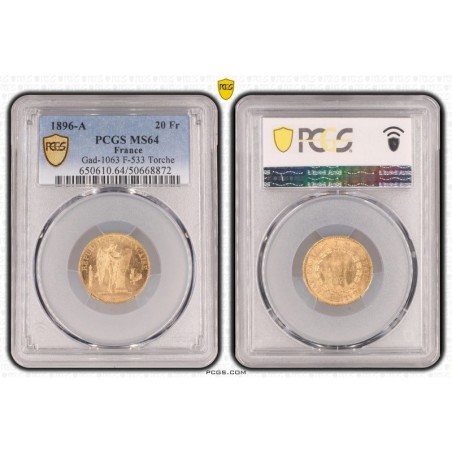 20 Francs Or Génie - 1896 A Torche - MS64