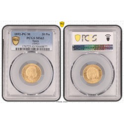 20 Pesetas - 1892 PGM - MS63 - Alfonso XIII 2